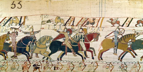 Duque William mostra o rosto de seu exército, a tapeçaria de Bayeux